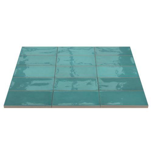 Village in Teal - 2 X 5 Tile