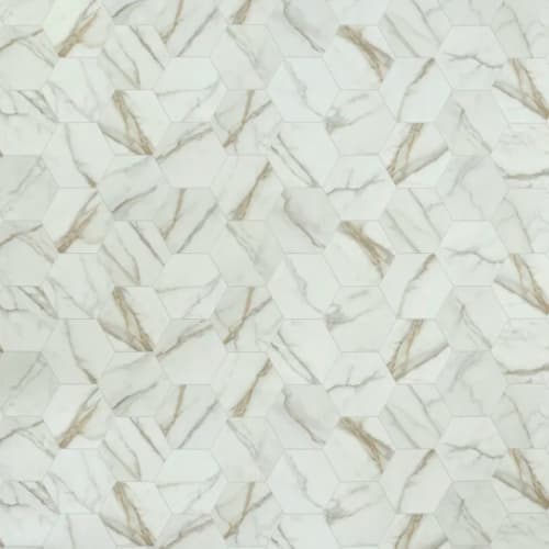 Carrara in Ivory - Silver Vinyl Sheet Goods
