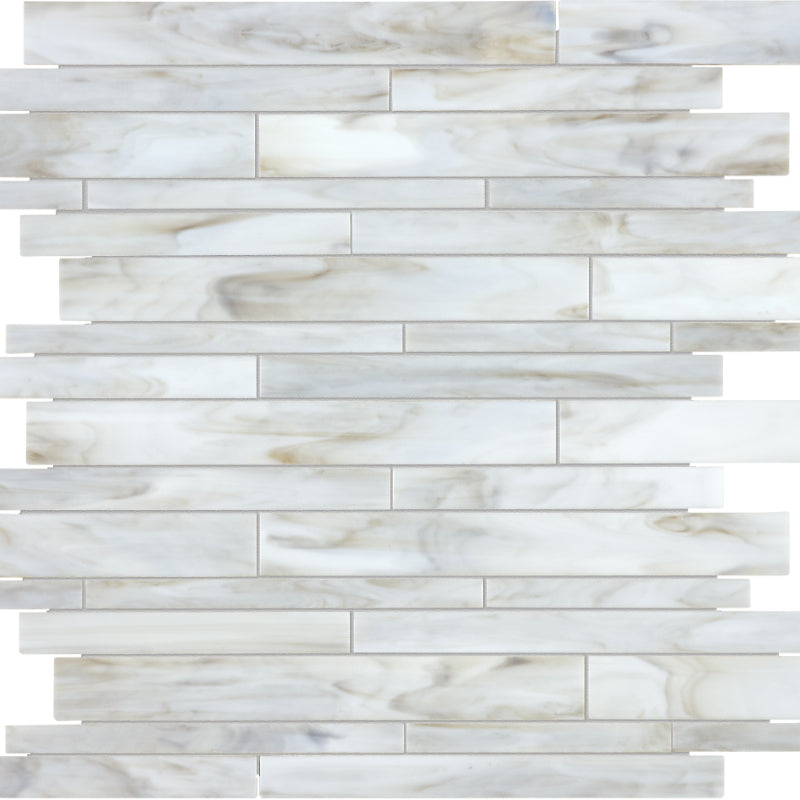 Baroque in Calacatta Random Strip Mosaic