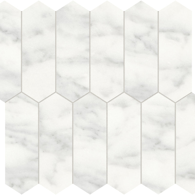 Cromo Bianco in Picket Mosaic Honed