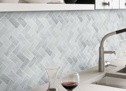 Carrara-White in Herringbone