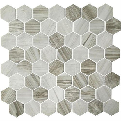 Crosswood in Seagull Glass Tile