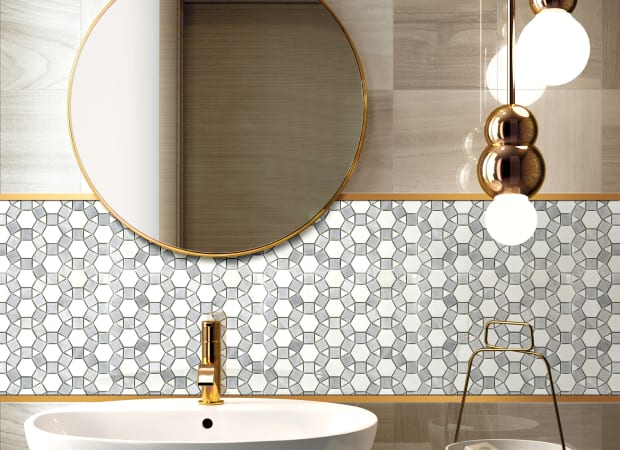 Flower Pattern Stone in White-Grey