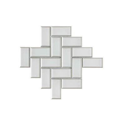 Crystal in White Herringbone - 2 X 4 Mosaic Tile