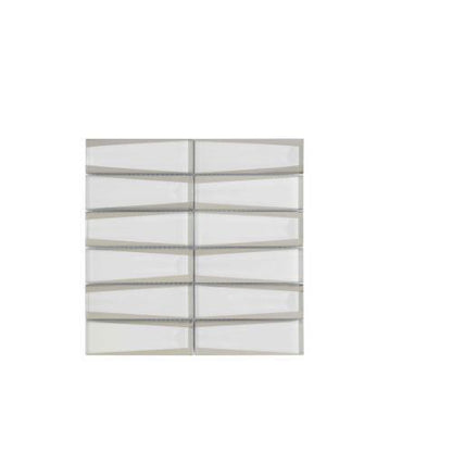 Crystal in White Trapezoidal - 2 X 6 Mosaic Tile