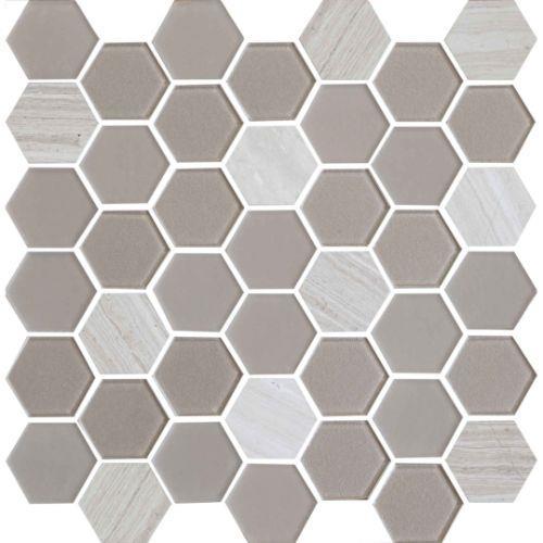 Exagon in Taupe Hxp-6 - 2 X 2 Mosaic Tile