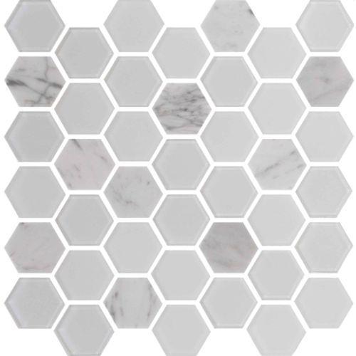 Exagon in White Hxp-1 - 2 X 2 Mosaic Tile
