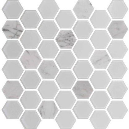 Exagon in White Hxp-1 - 2 X 2 Mosaic Tile
