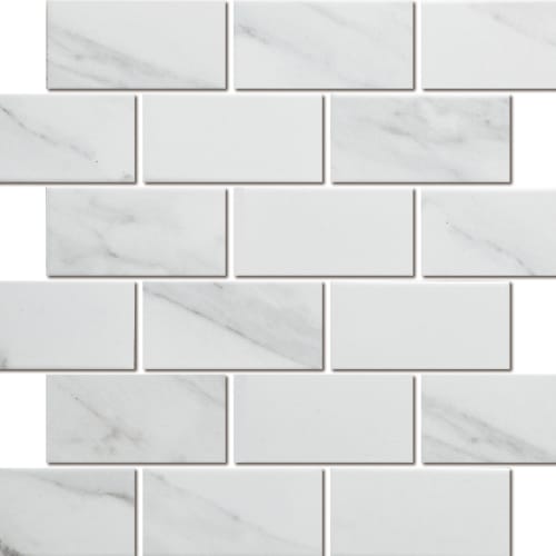 Carrara-White in Brickbond Tile