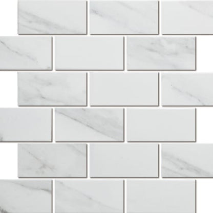 Carrara-White in Brickbond Tile