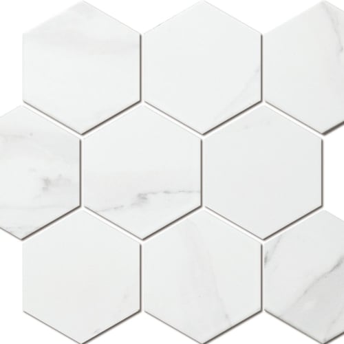 Carrara-White in Hexagon Tile