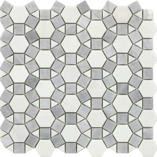 Flower Pattern Stone in White-Grey Tile