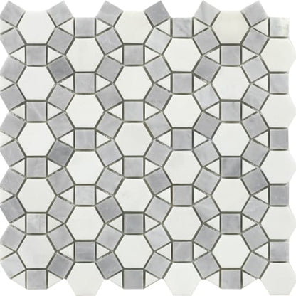 Flower Pattern Stone in White-Grey Tile
