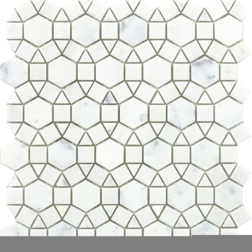 Flower Pattern Stone in Snow-Crystal-White Tile