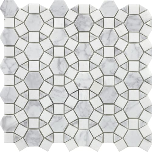 Flower Pattern Stone in Carrara-Crystal-White Tile