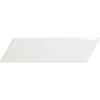 Chevron in Matt White Left - 2 X 7 Tile